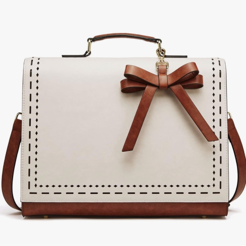 Telena Laptop Tote Bag for Women, Shoulder Leather Briefcase NWT Waterproof